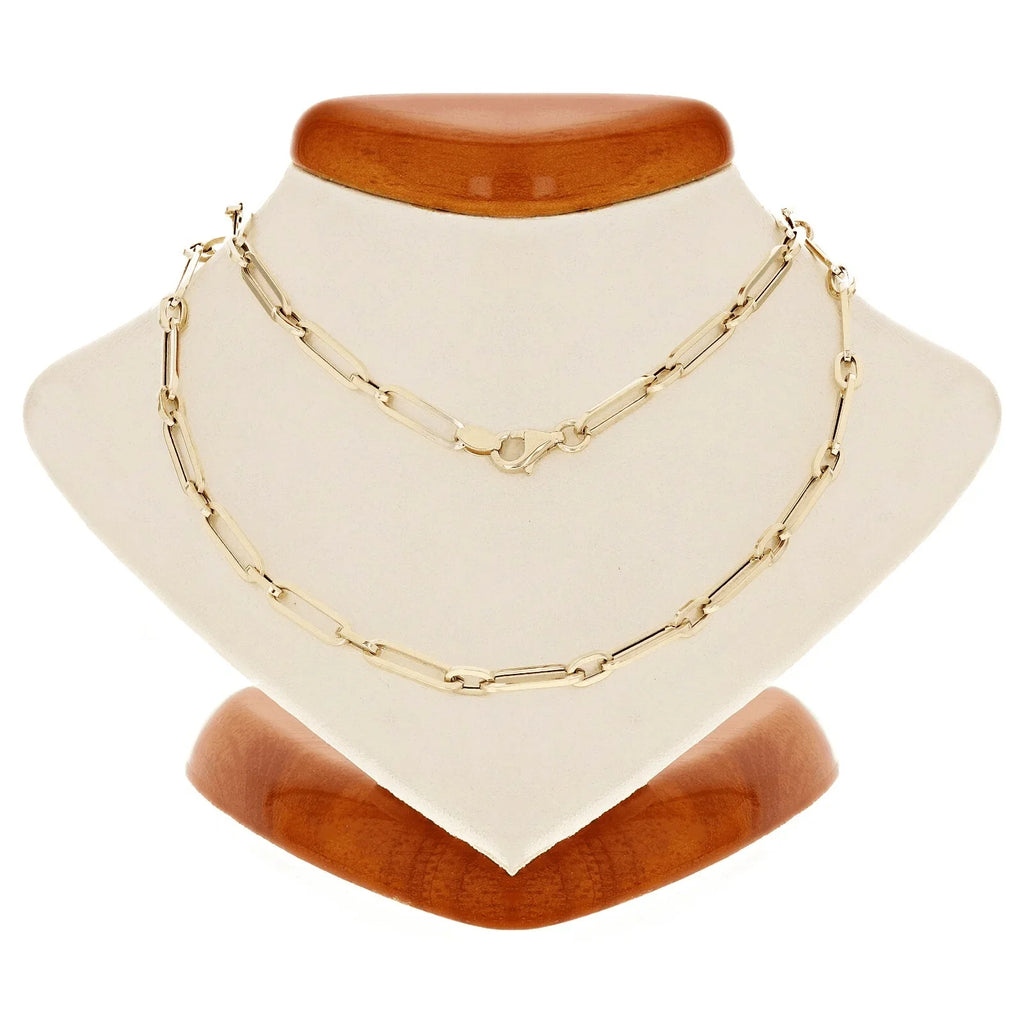 Italian 14k Yellow Gold Hollow Paper Clip Chain Necklace 20" 3.2mm 4 grams - Jewelry Store by Erik Rayo