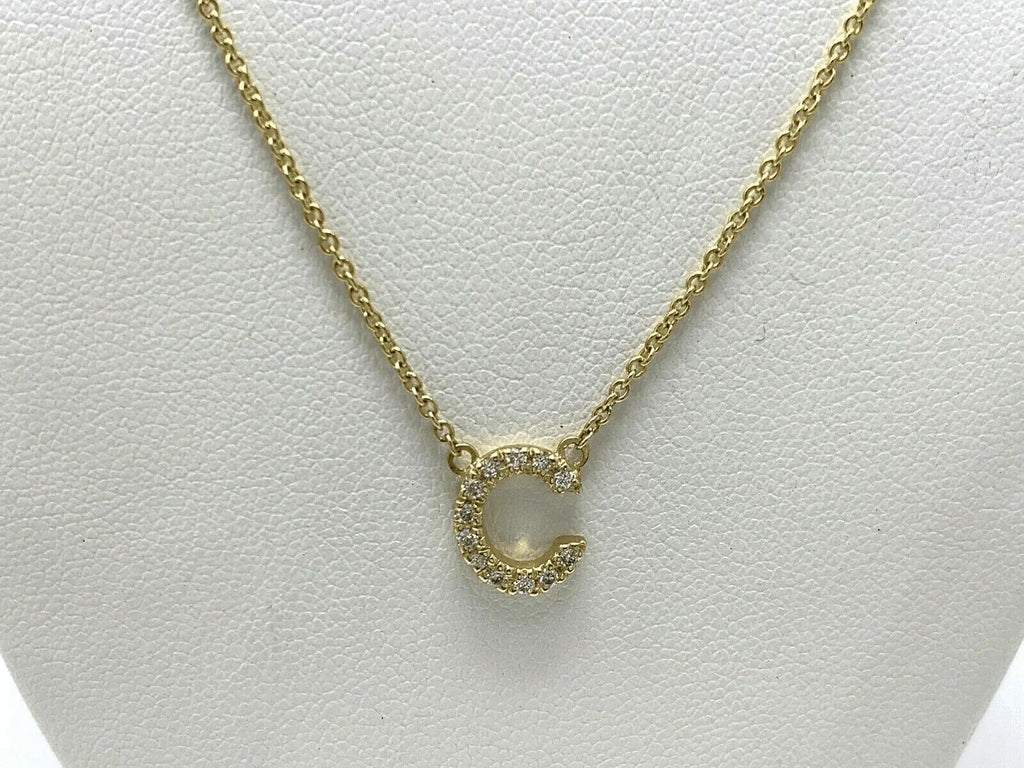 14k Yellow White or Rose Gold Diamond Initial Letter C Pendant Necklace 18" - Jewelry Store by Erik Rayo
