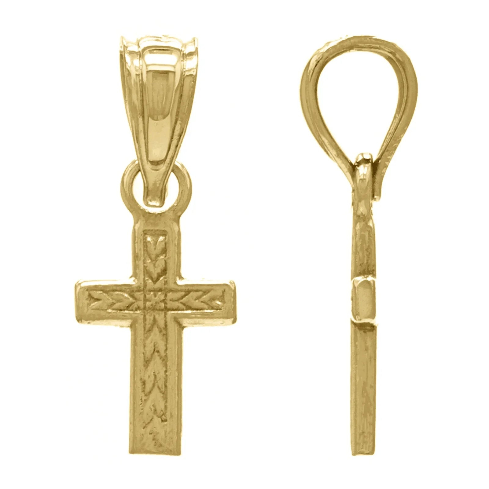 14K Yellow White or Rose Gold Small Cross Pendant Religious Charm - Jewelry Store by Erik Rayo