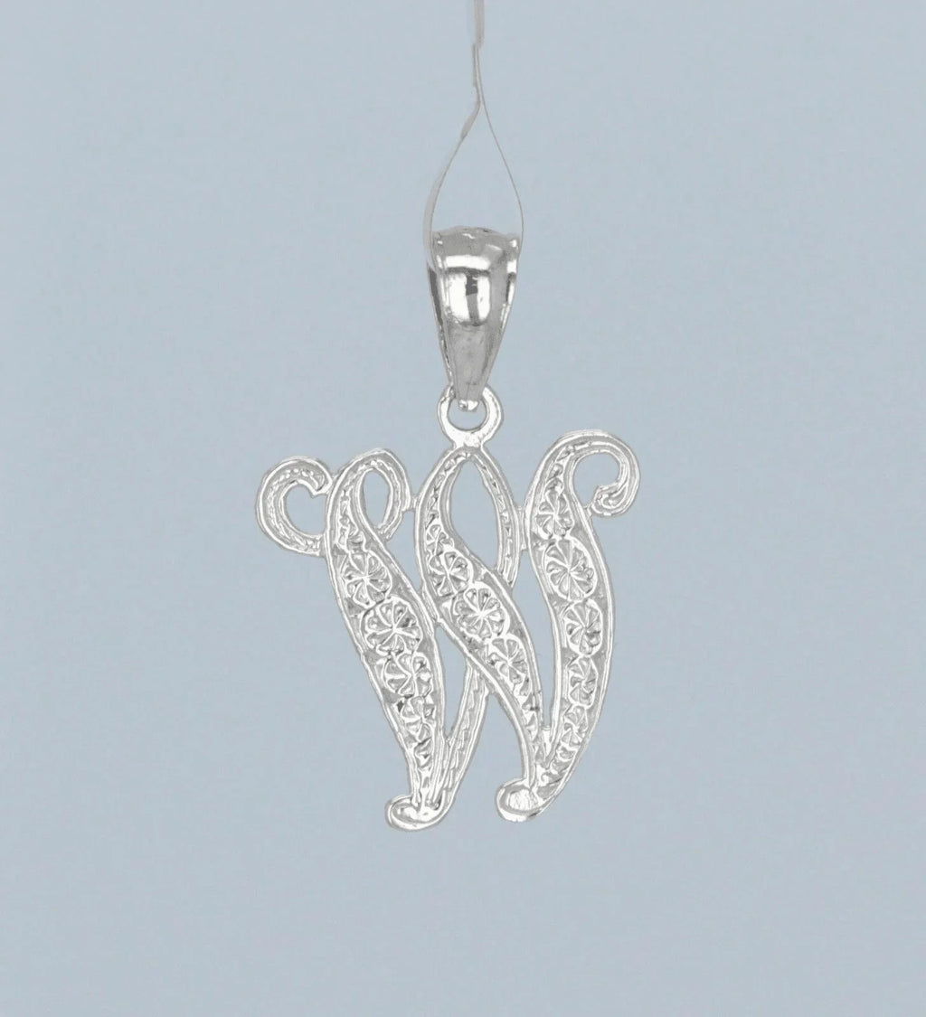 14k Yellow or White Gold Initial Letter W Alphabet A-Z Charm Pendant - Jewelry Store by Erik Rayo