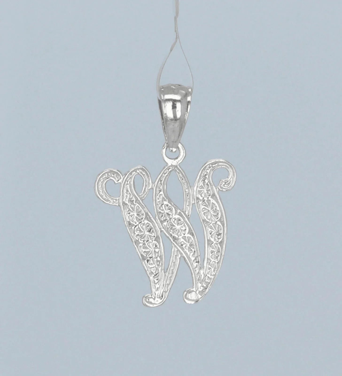 14k Yellow or White Gold Initial Letter W Alphabet A-Z Charm Pendant - Jewelry Store by Erik Rayo