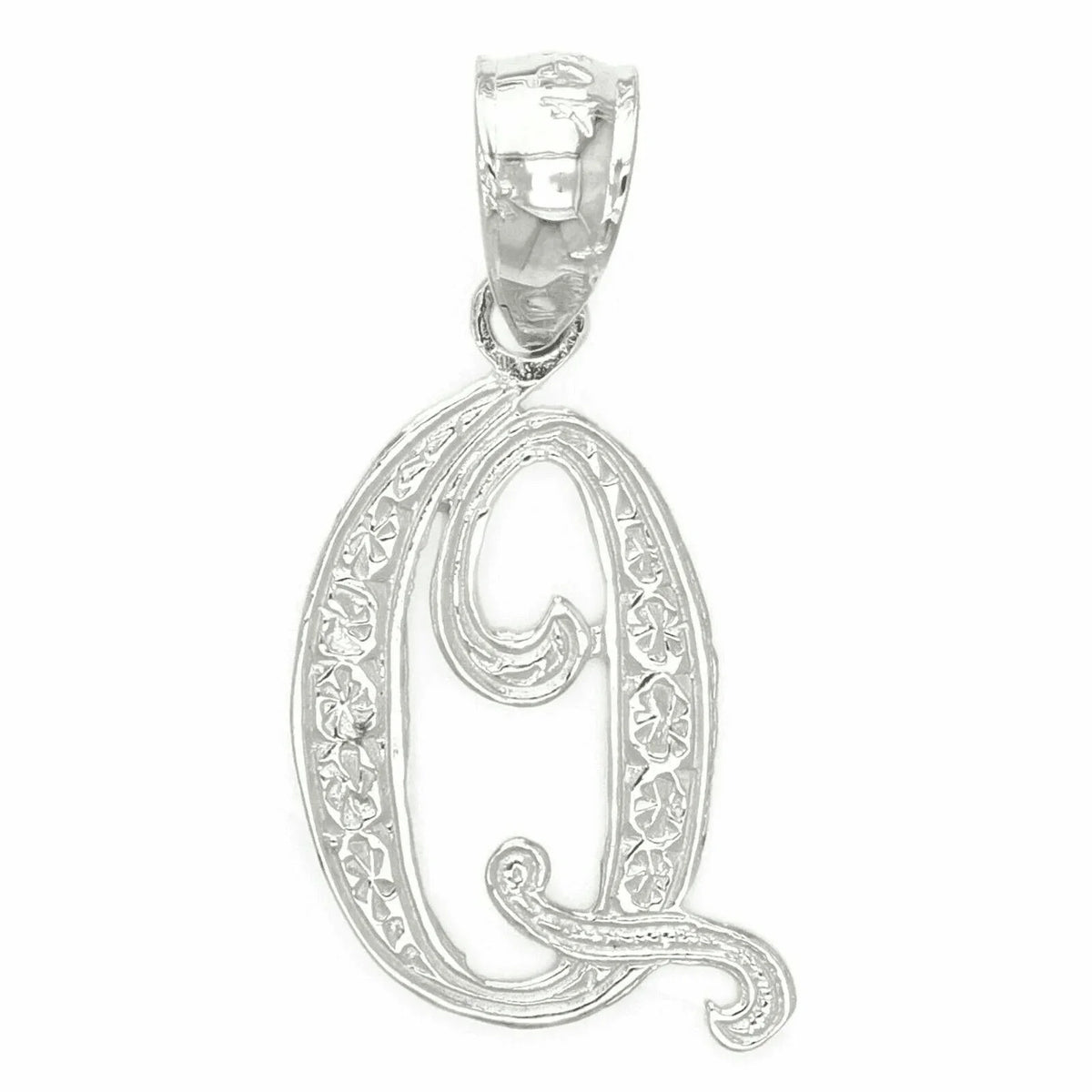 14k Yellow or White Gold Initial Letter Q Alphabet A-Z Charm Pendant - Jewelry Store by Erik Rayo