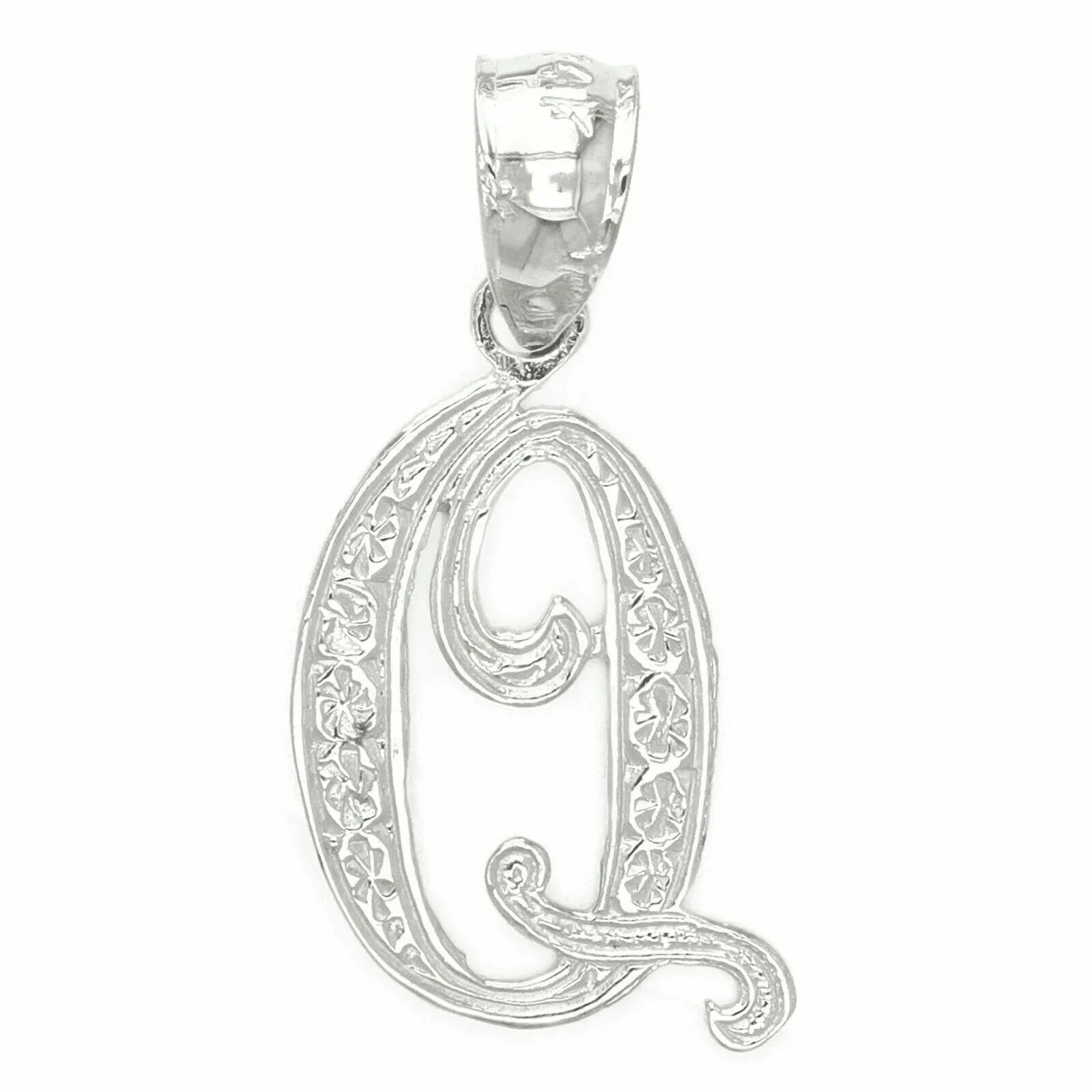 14k Yellow or White Gold Initial Letter Q Alphabet A-Z Charm Pendant - Jewelry Store by Erik Rayo