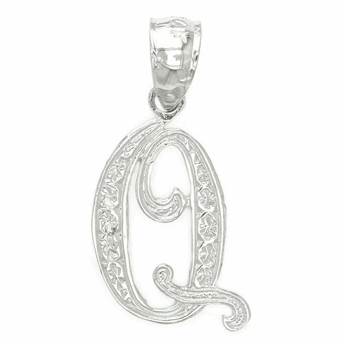 14k Yellow or White Gold Initial Letter Q Alphabet A-Z Charm Pendant - Jewelry Store by Erik Rayo
