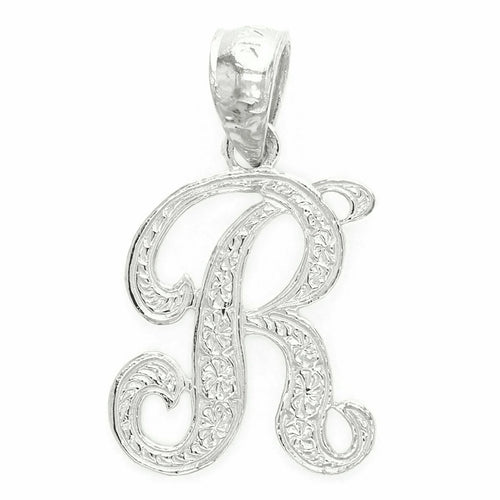 14k Yellow or White Gold Initial Letter R Alphabet A-Z Charm Pendant - Jewelry Store by Erik Rayo