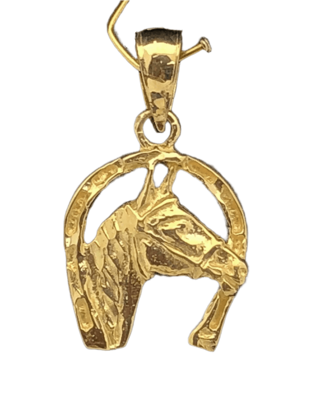 14k Yellow Gold Solid Horse Face Horse Shoe Charm Pendant 1 gram - Jewelry Store by Erik Rayo