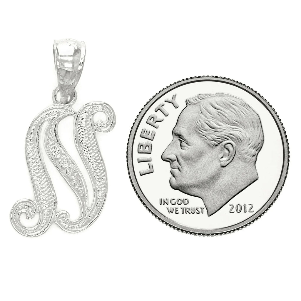 14k Yellow or White Gold Initial Letter N Alphabet A-Z Charm Pendant - Jewelry Store by Erik Rayo