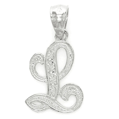 14k Yellow or White Gold Initial Letter L Alphabet A-Z Charm Pendant - Jewelry Store by Erik Rayo