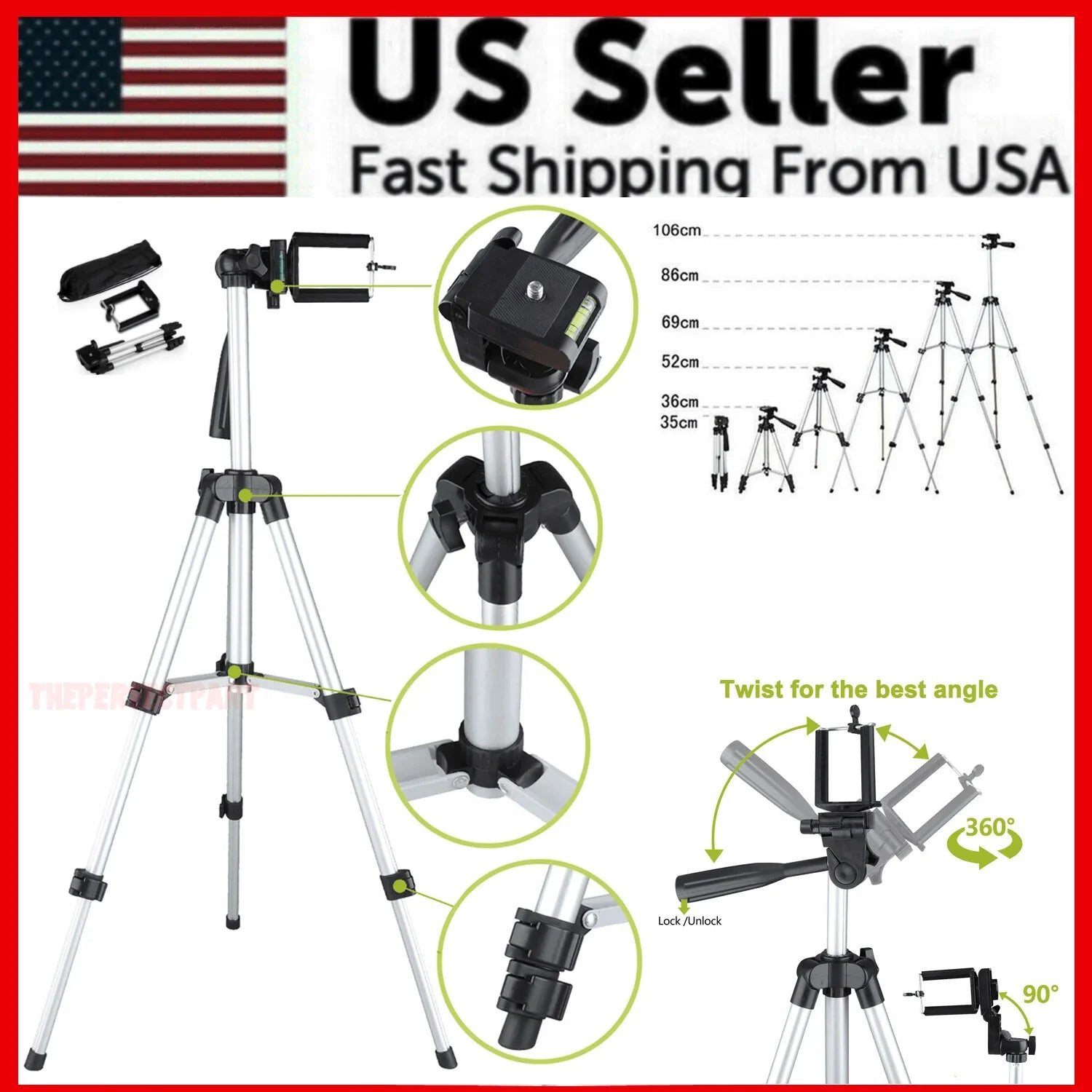 Professional Camera Tripod Stand Holder Mount For iPhone Samsung Cell Phone+ Bag - Jewelry Store by Erik Rayo