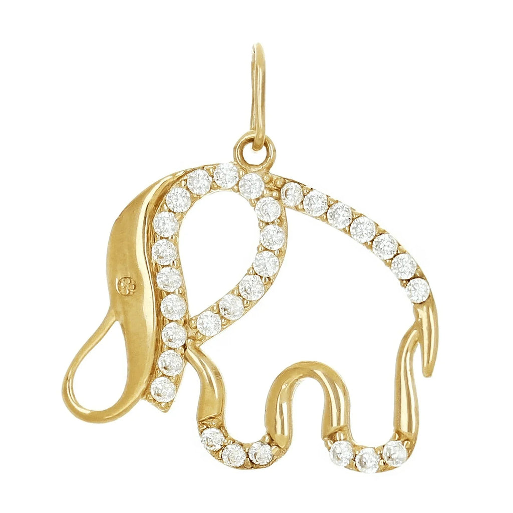 Italian 14k Yellow Gold Cut-Out Elephant Charm Pendant 22mm x 20mm 1 gram - Jewelry Store by Erik Rayo