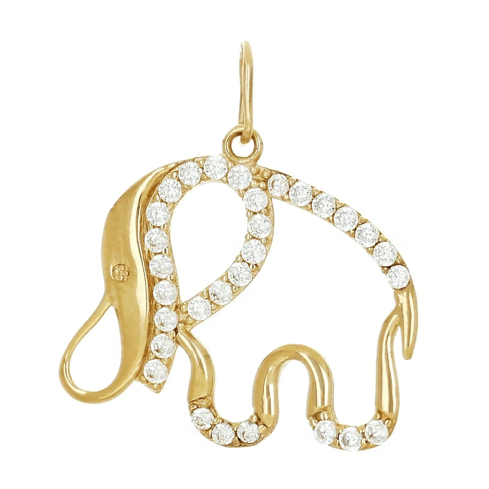 Italian 14k Yellow Gold Cut-Out Elephant Charm Pendant 22mm x 20mm 1 gram - Jewelry Store by Erik Rayo