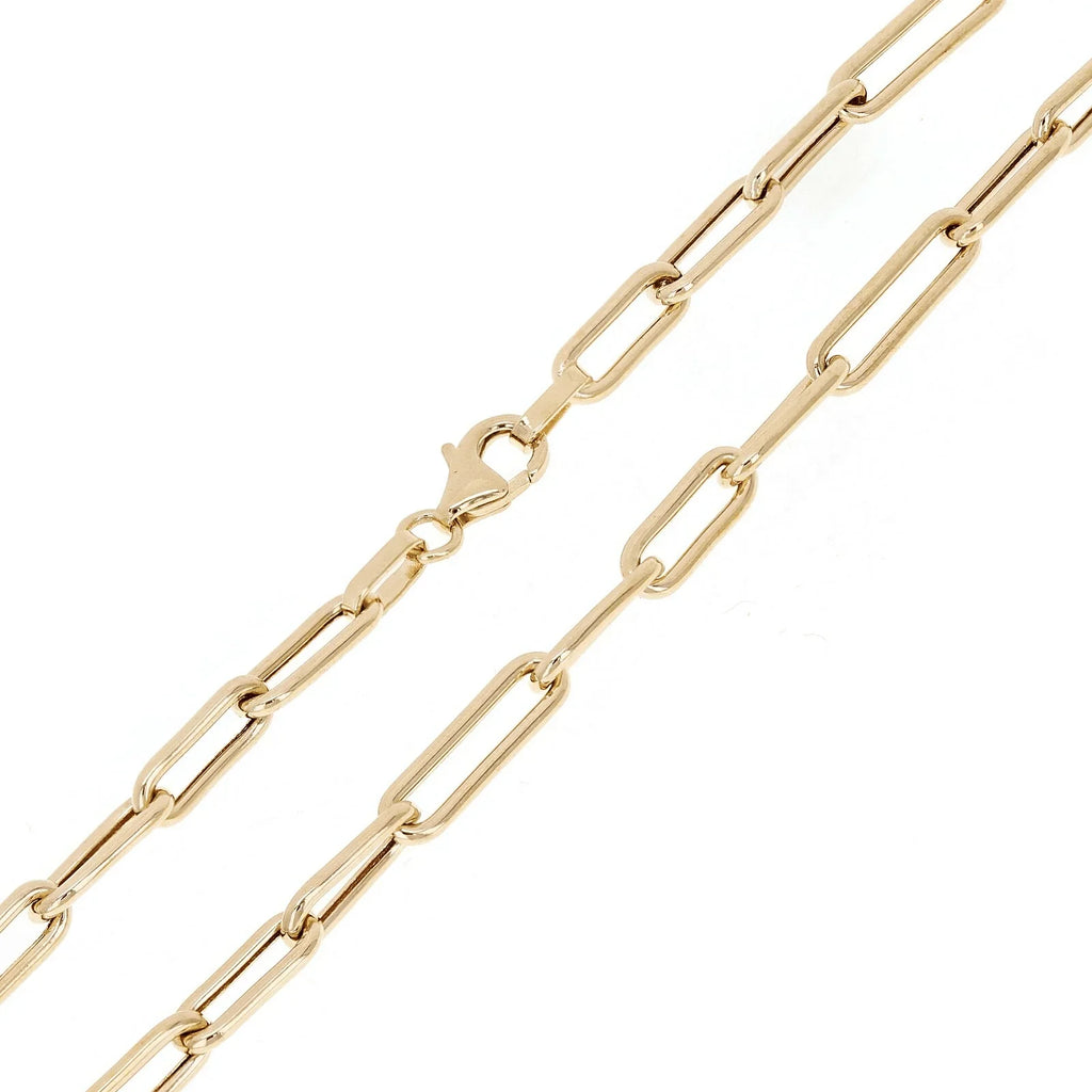 Italian 14k Yellow Gold Hollow Paper Clip Chain Necklace 19.75" 4mm 6.7 grams - Jewelry Store by Erik Rayo