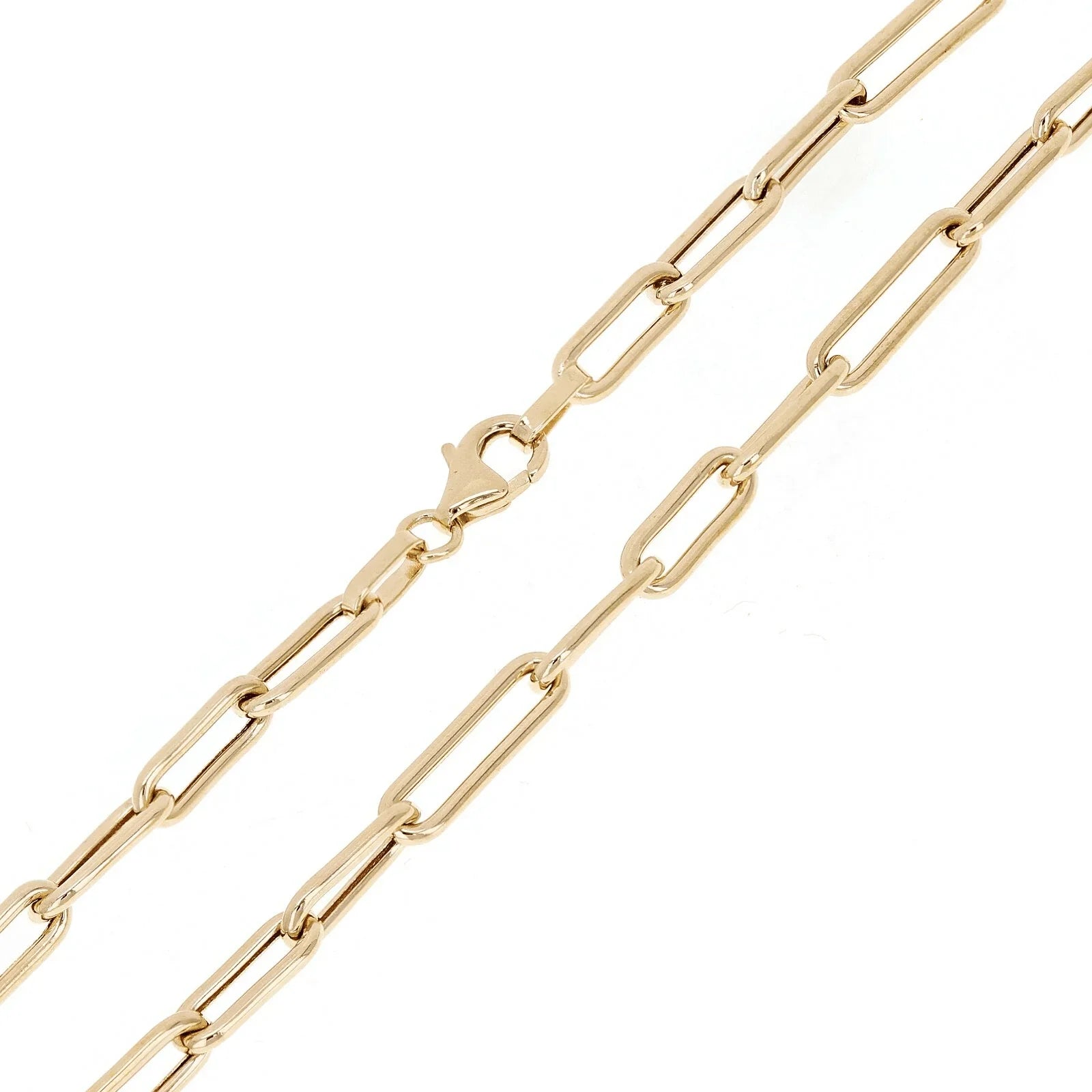 Italian 14k Yellow Gold Hollow Paper Clip Chain Necklace 19.75" 4mm 6.7 grams - Jewelry Store by Erik Rayo