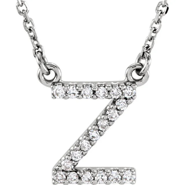 14k Yellow White or Rose Gold Diamond Initial Letter Z Pendant Necklace 18" - Jewelry Store by Erik Rayo