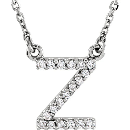 14k Yellow White or Rose Gold Diamond Initial Letter Z Pendant Necklace 18" - Jewelry Store by Erik Rayo