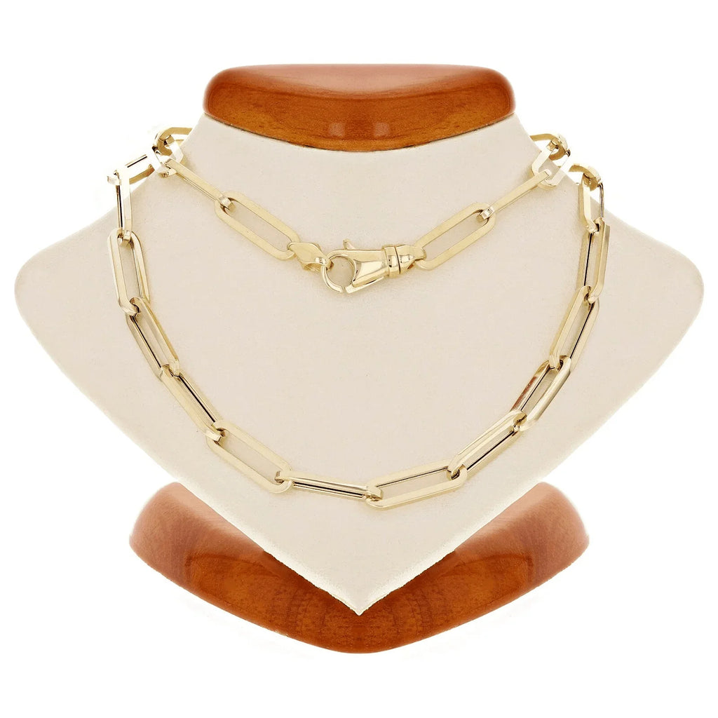 Italian 14k Yellow Gold Hollow Paper Clip Chain Necklace 22" 4.9mm 9 grams - Jewelry Store by Erik Rayo