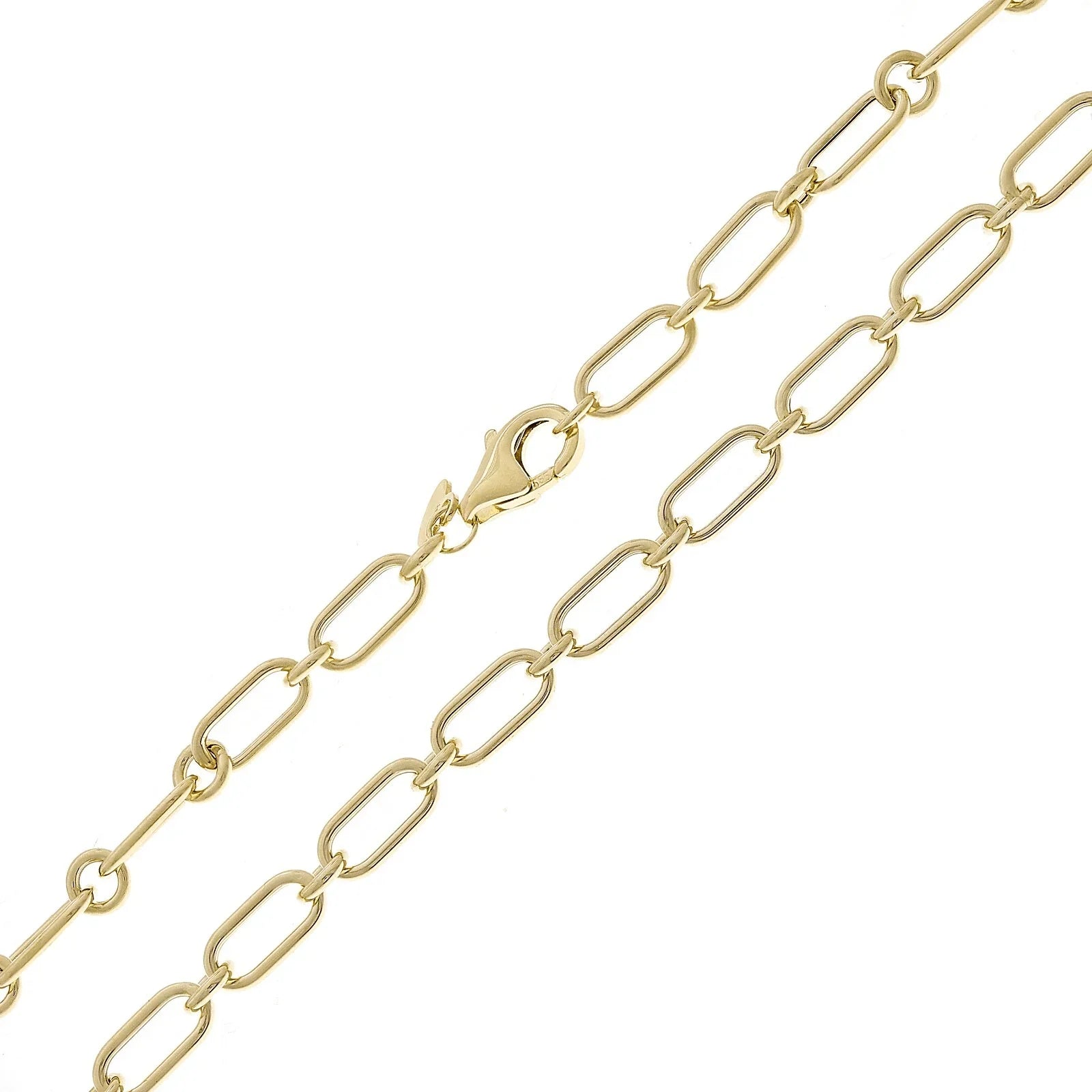 Italian 14k Yellow Gold Hollow Paper Clip Chain Necklace 20" 4.7mm 7.2 grams - Jewelry Store by Erik Rayo