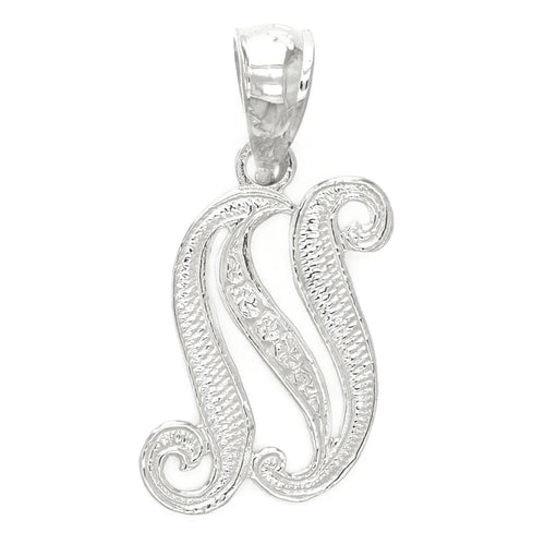 14k Yellow or White Gold Initial Letter N Alphabet A-Z Charm Pendant - Jewelry Store by Erik Rayo