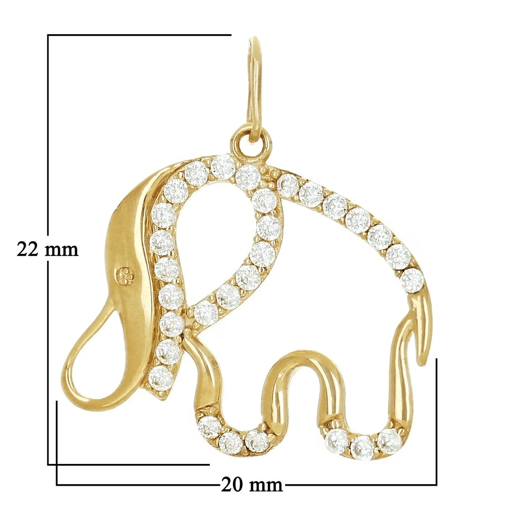 Italian 14k Yellow Gold Cut-Out Elephant Charm Pendant 22mm x 20mm 1 gram - Jewelry Store by Erik Rayo