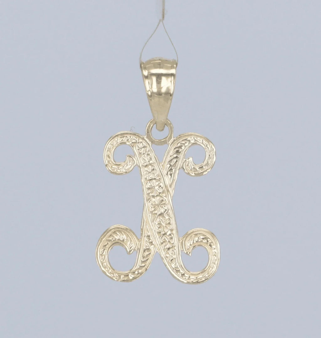 14k Yellow or White Gold Initial Letter X Alphabet A-Z Charm Pendant - Jewelry Store by Erik Rayo