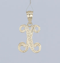 Load image into Gallery viewer, 14k Yellow or White Gold Initial Letter X Alphabet A-Z Charm Pendant
