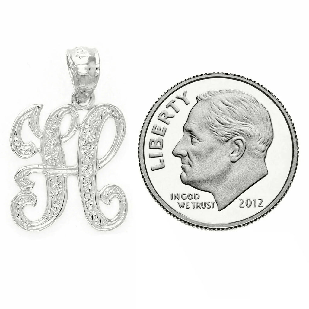 14k Yellow or White Gold Initial Letter H Alphabet A-Z Charm Pendant - Jewelry Store by Erik Rayo