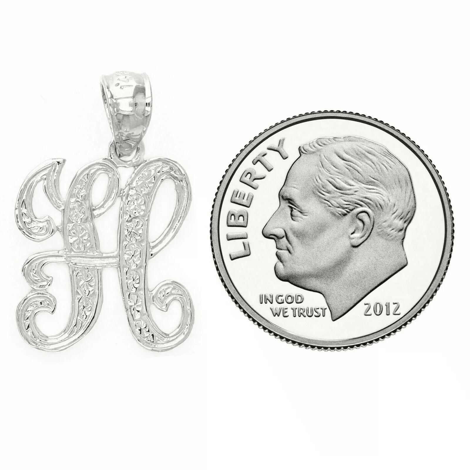 14k Yellow or White Gold Initial Letter H Alphabet A-Z Charm Pendant - Jewelry Store by Erik Rayo