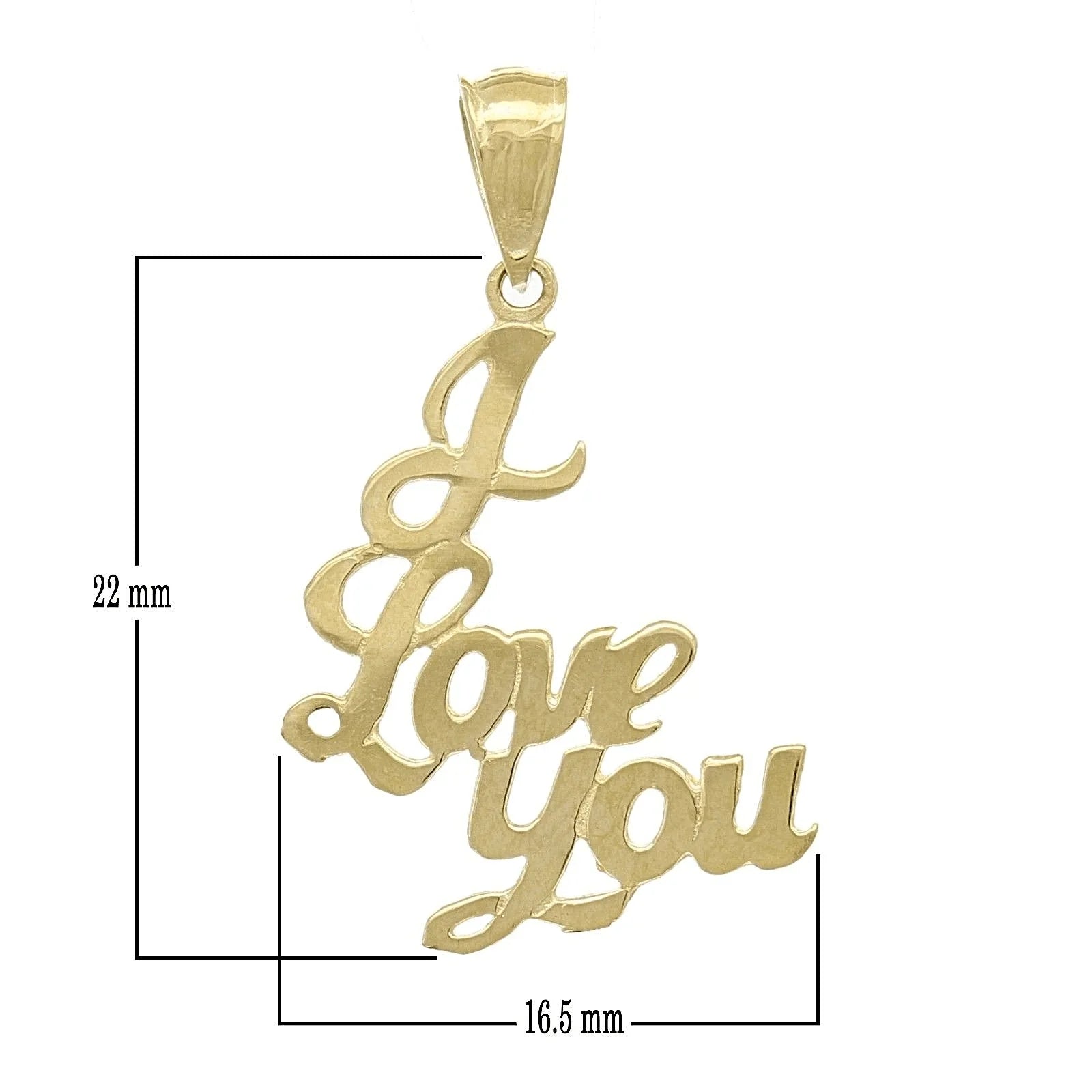 14k Yellow Gold Solid I Love You Words Charm Pendant 1" 0.8 grams - Jewelry Store by Erik Rayo