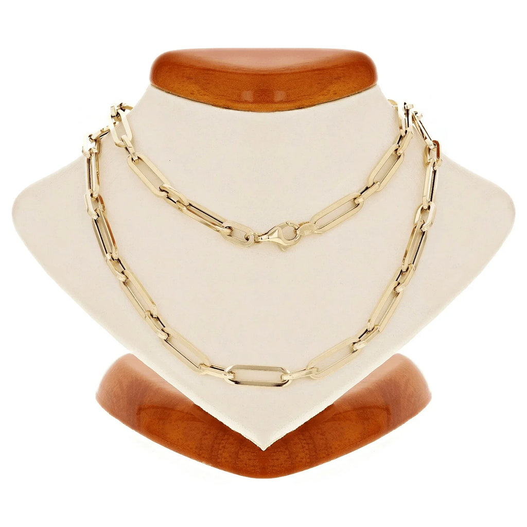 Italian 14k Yellow Gold Hollow Paper Clip Chain Necklace 20" 4.2mm 7 grams - Jewelry Store by Erik Rayo