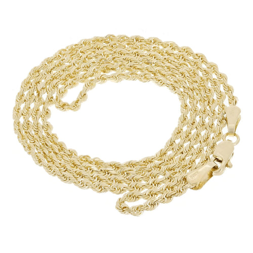14k Yellow Gold Solid Diamond Cut Rope Chain Necklace 1.9mm 24" 6.7 grams - Jewelry Store by Erik Rayo