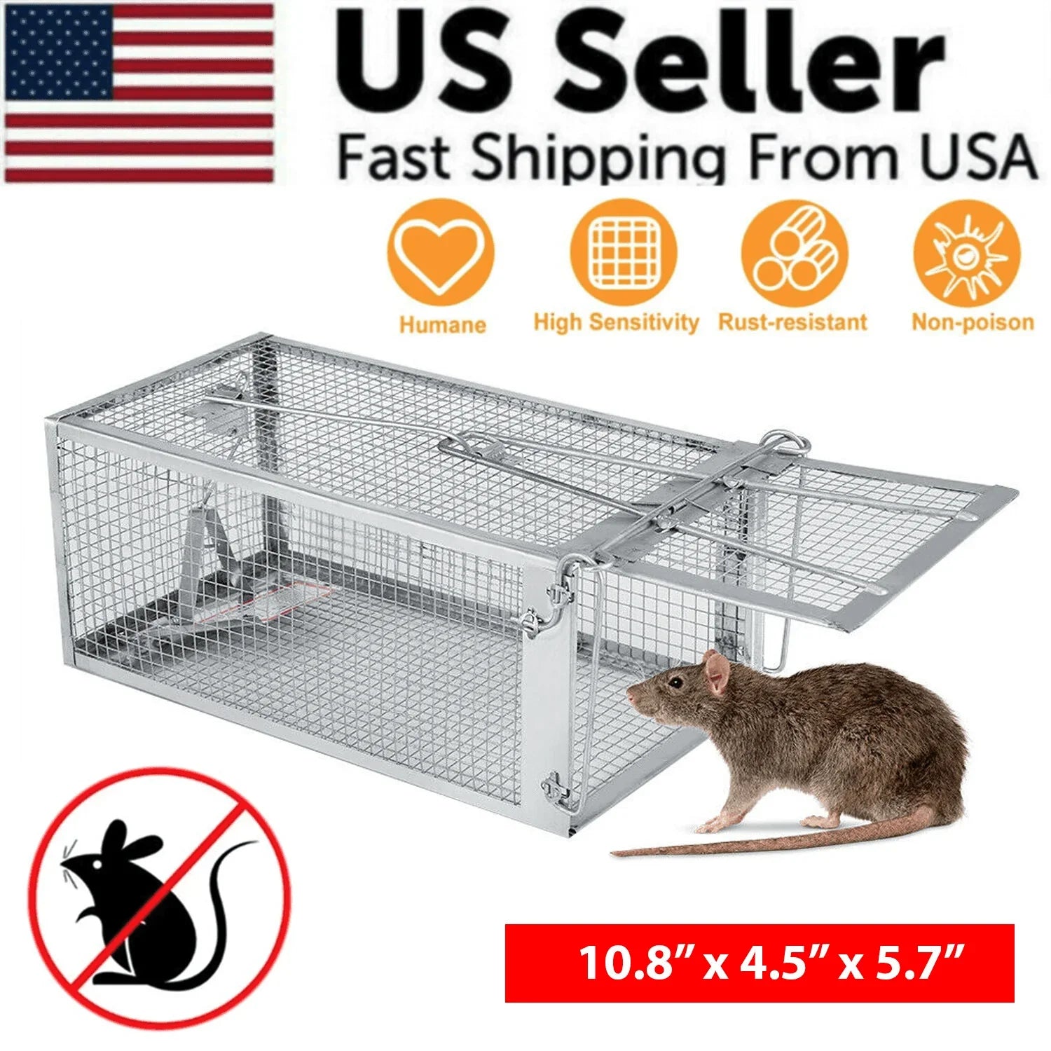 USA Mouse Trap Rat Trap Rodent Trap Live Catch Cage, Easy to Set Up and Reuse - Jewelry Store by Erik Rayo