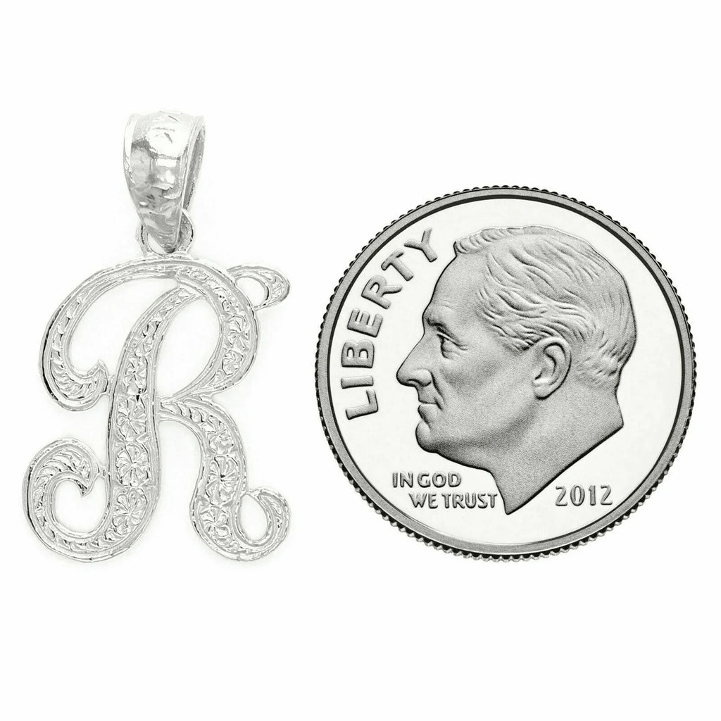 14k Yellow or White Gold Initial Letter R Alphabet A-Z Charm Pendant - Jewelry Store by Erik Rayo