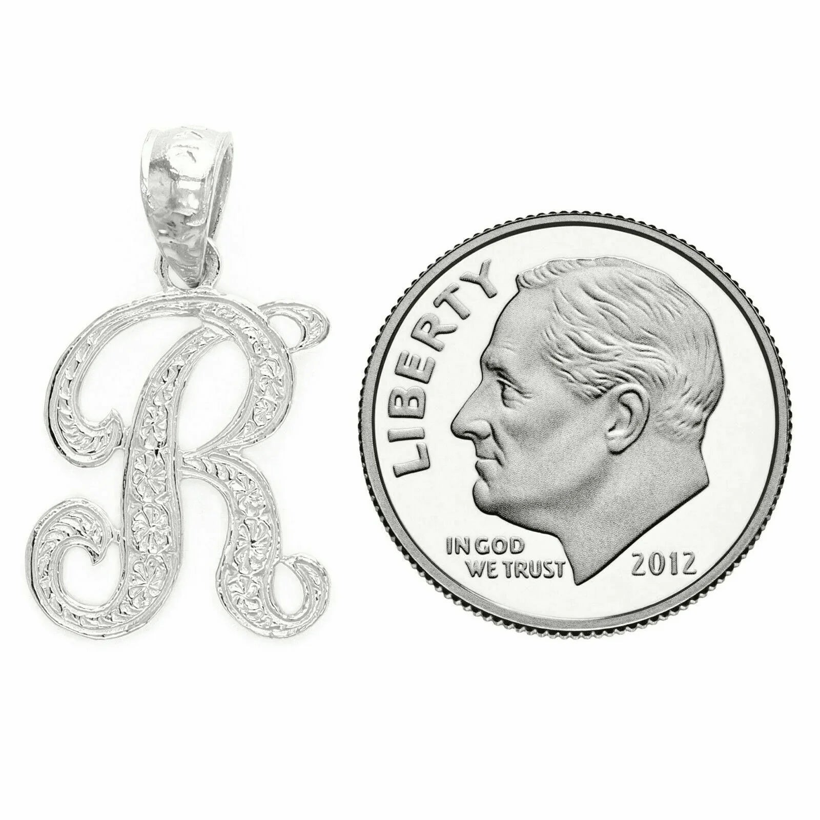 14k Yellow or White Gold Initial Letter R Alphabet A-Z Charm Pendant - Jewelry Store by Erik Rayo