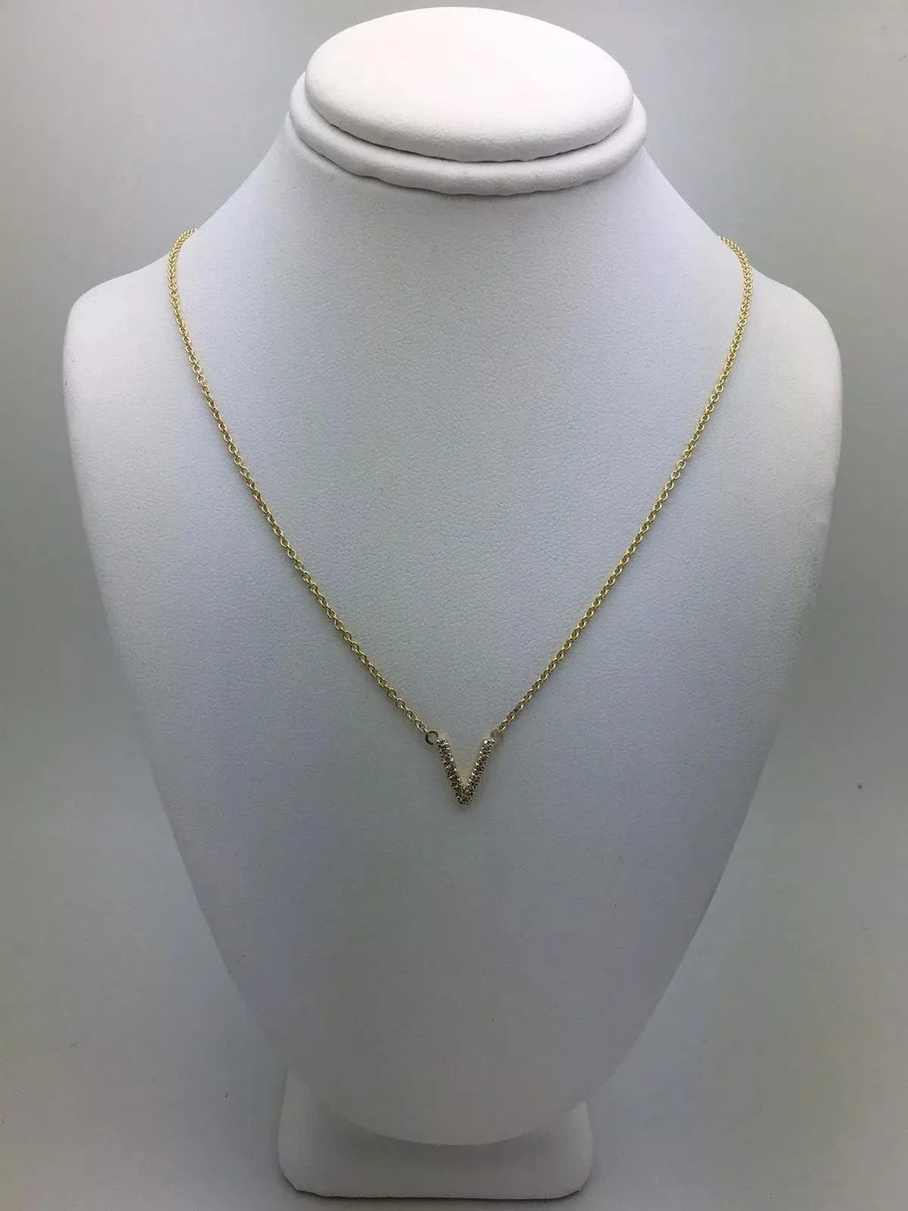 14k Yellow White or Rose Gold Diamond Initial Letter V Pendant Necklace 18" - Jewelry Store by Erik Rayo