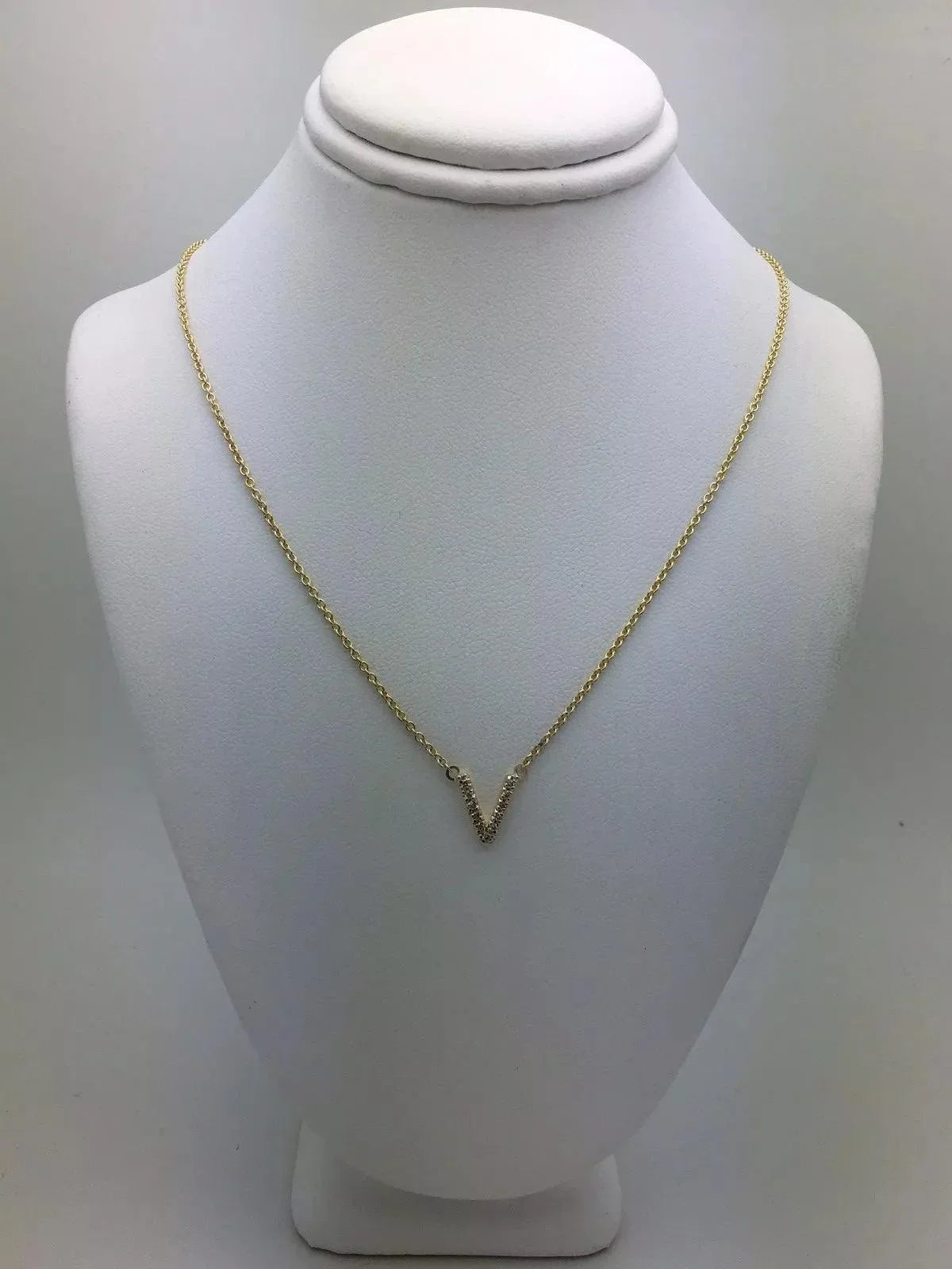 14k Yellow White or Rose Gold Diamond Initial Letter V Pendant Necklace 18" - Jewelry Store by Erik Rayo