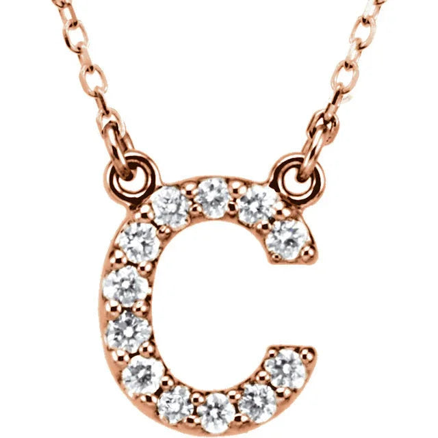 14k Yellow White or Rose Gold Diamond Initial Letter C Pendant Necklace 18" - Jewelry Store by Erik Rayo