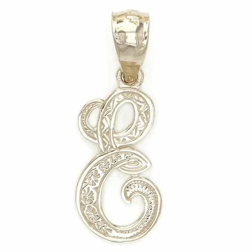 14k Yellow or White Gold Initial Letter E Alphabet A-Z Charm Pendant - Jewelry Store by Erik Rayo