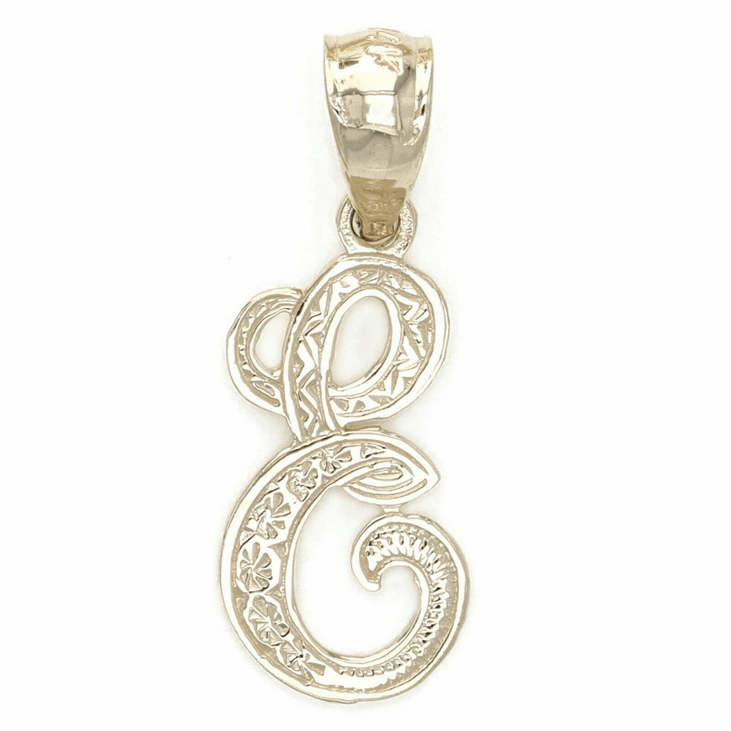 14k Yellow or White Gold Initial Letter E Alphabet A-Z Charm Pendant