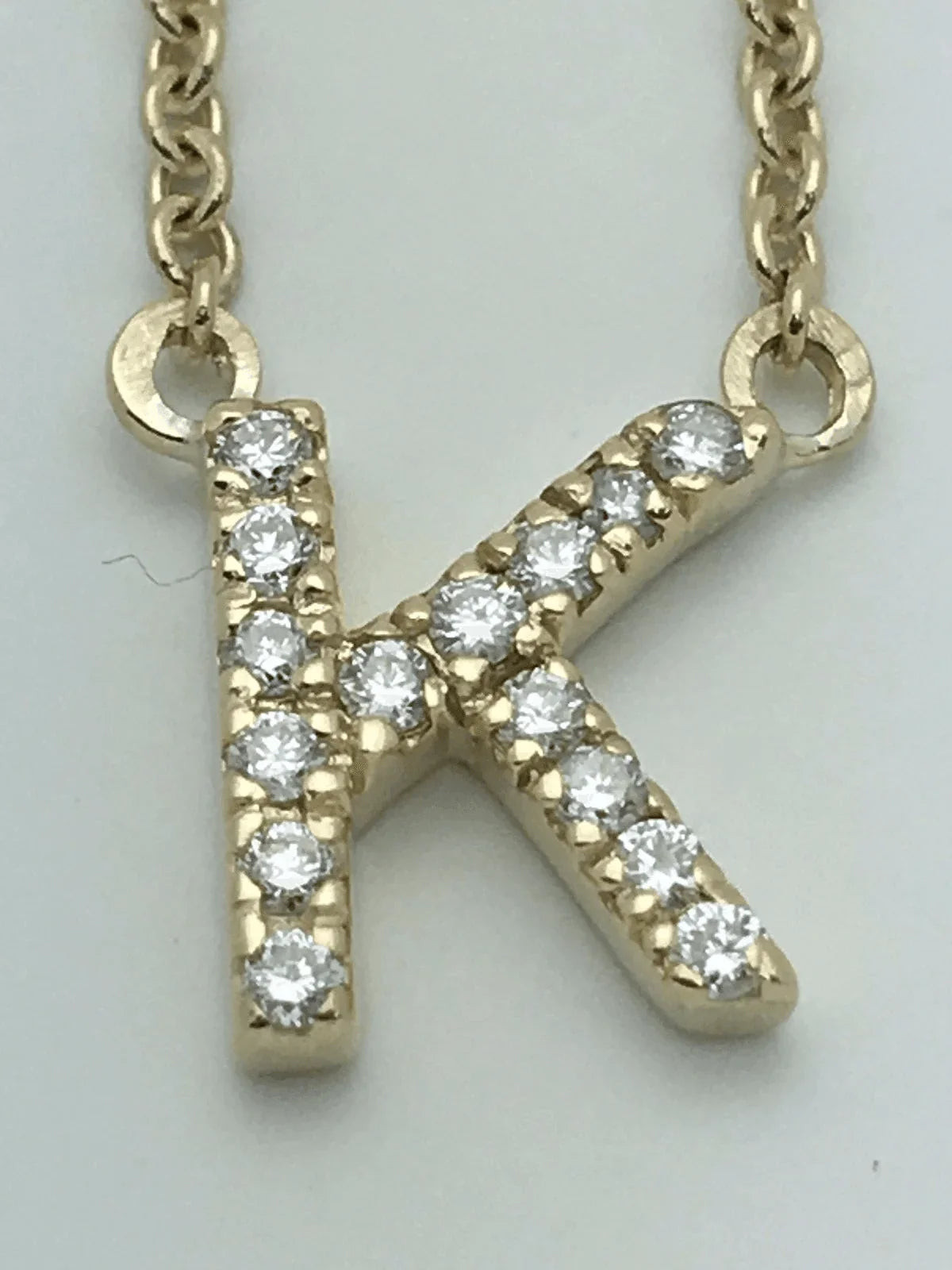 14k Yellow White or Rose Gold Diamond Initial Letter K Pendant Necklace 18" - Jewelry Store by Erik Rayo