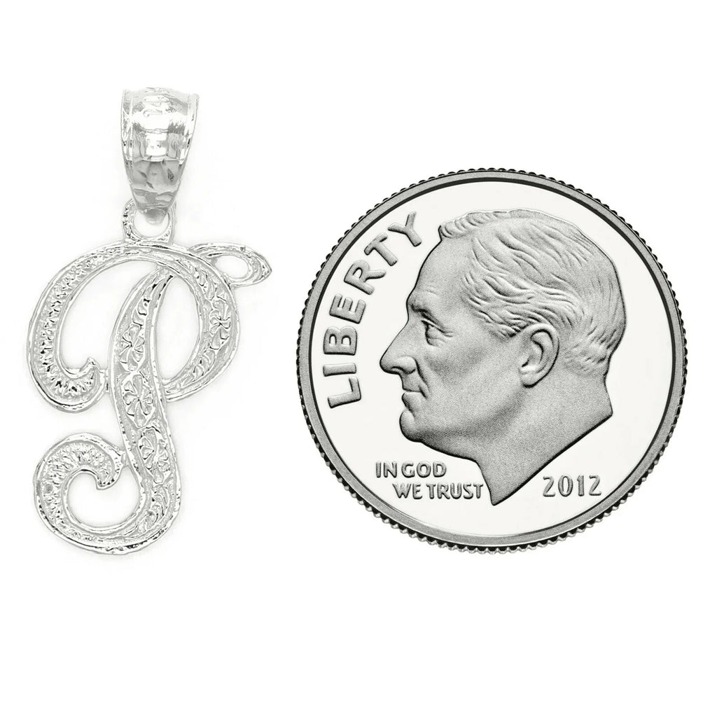 14k Yellow or White Gold Initial Letter P Alphabet A-Z Charm Pendant - Jewelry Store by Erik Rayo