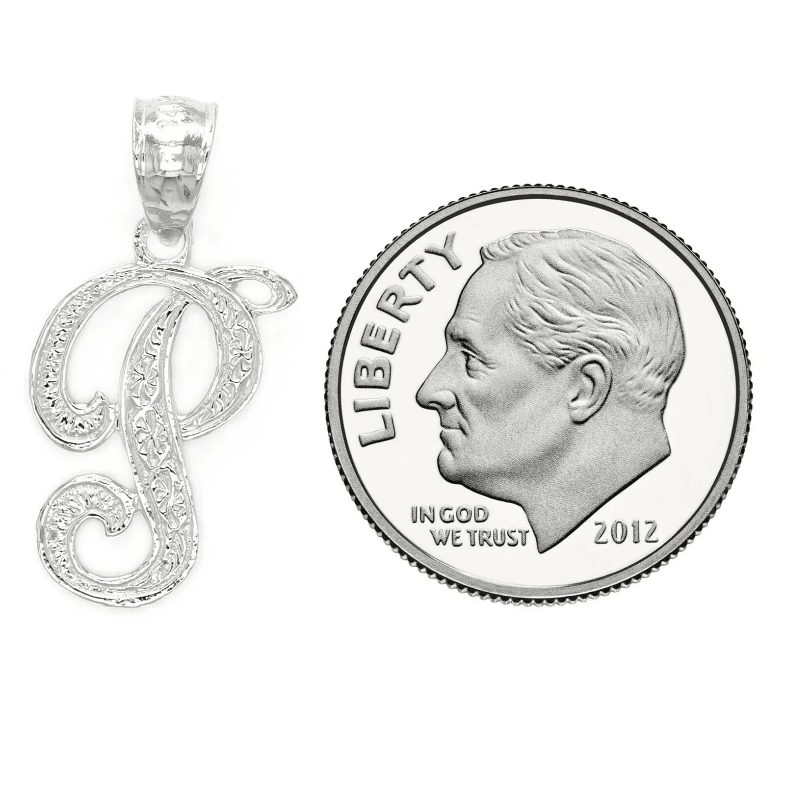 14k Yellow or White Gold Initial Letter P Alphabet A-Z Charm Pendant - Jewelry Store by Erik Rayo