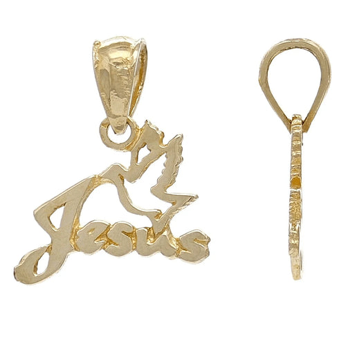 14k Yellow Gold Solid Dove Jesus Religious Charm Pendant 0.9 gram - Jewelry Store by Erik Rayo