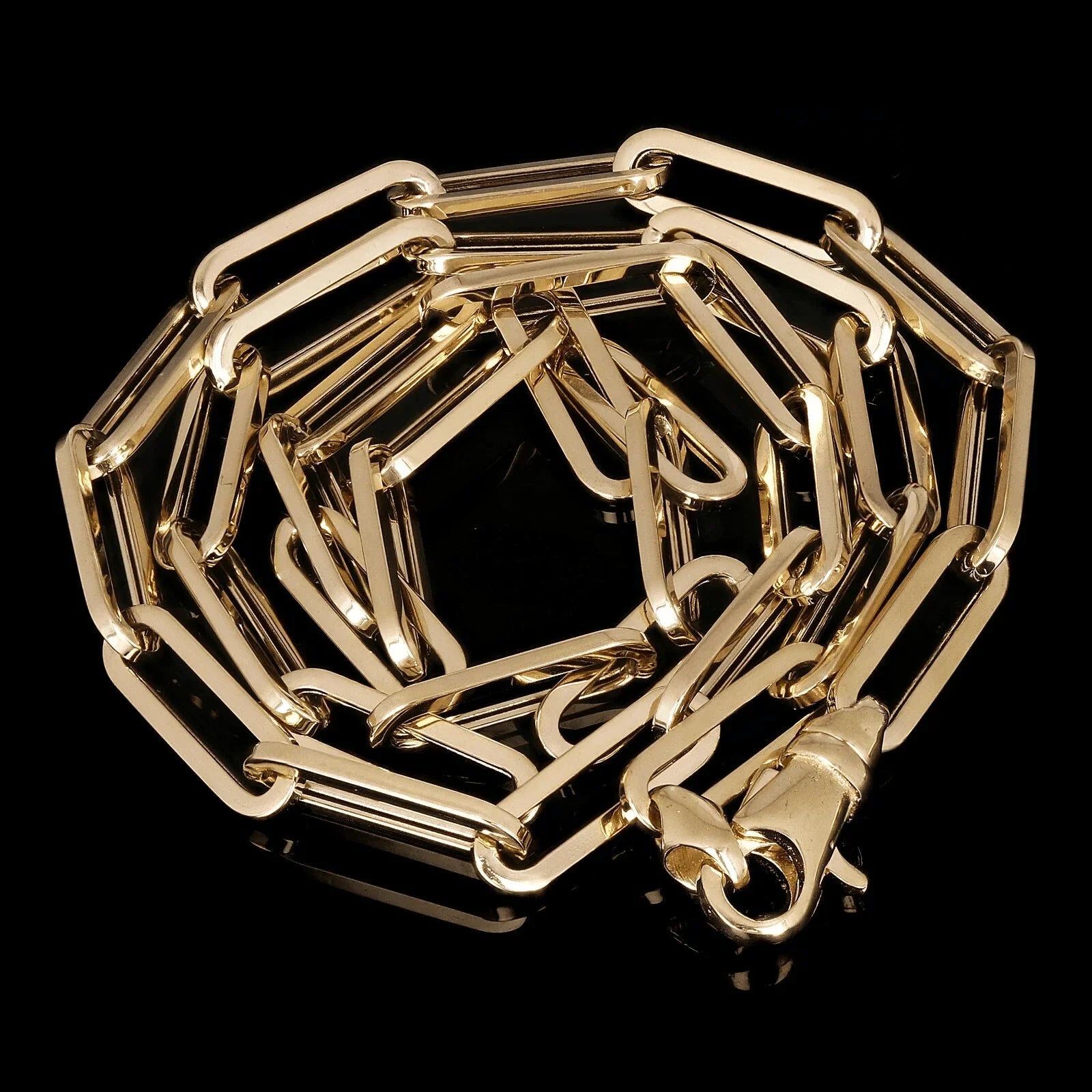 Italian 14k Yellow Gold Hollow Paper Clip Chain Necklace 22" 4.9mm 9 grams - Jewelry Store by Erik Rayo