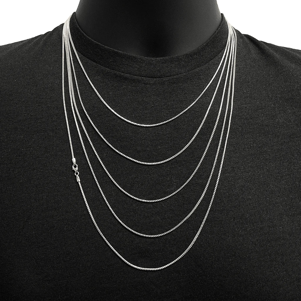 Italian 14k White Gold Solid Diamond Cut Franco Chain Necklace 22" 1.3mm 4.8gram - Jewelry Store by Erik Rayo