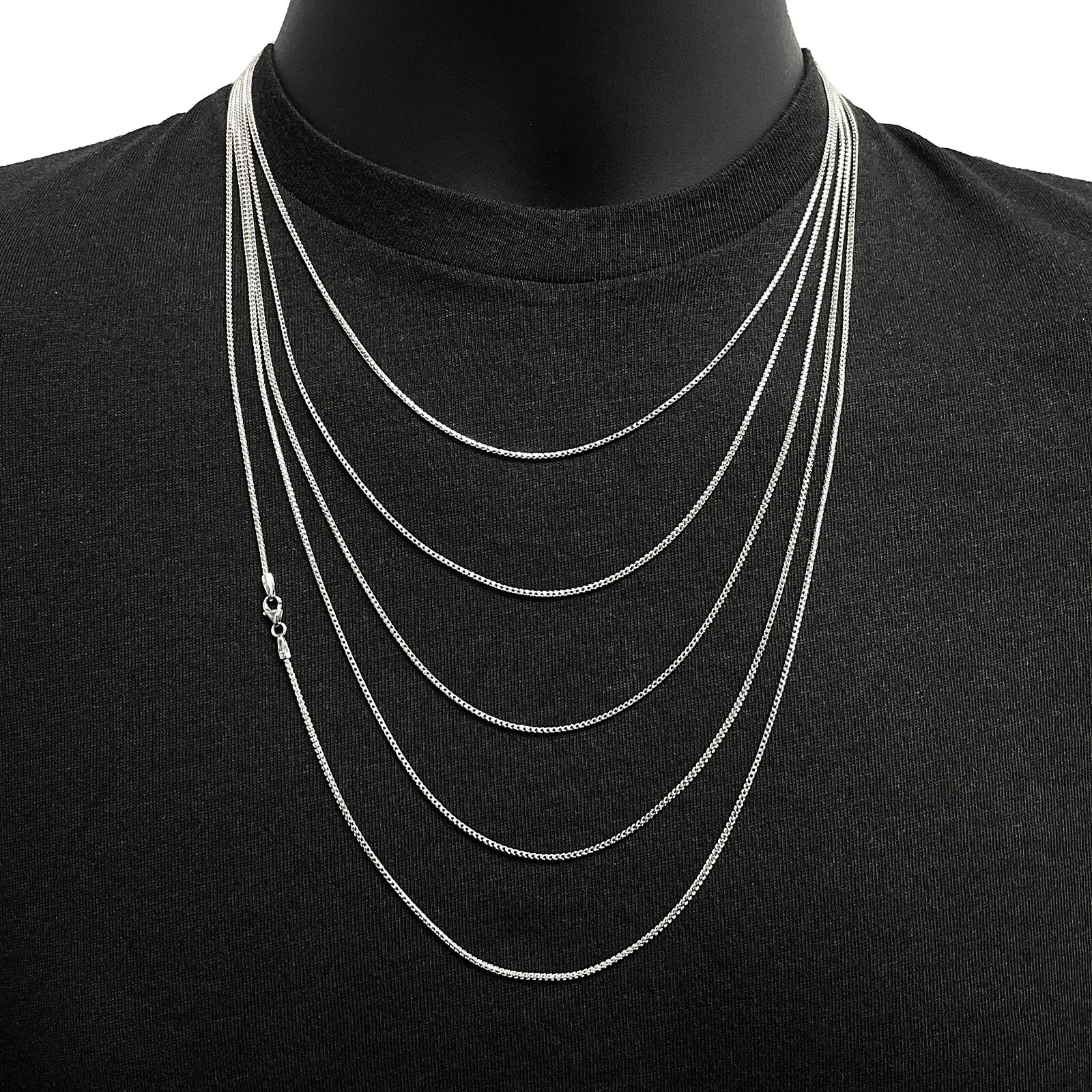 Italian 14k White Gold Solid Diamond Cut Franco Chain Necklace 22" 1.3mm 4.8gram - Jewelry Store by Erik Rayo