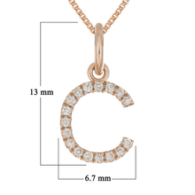 Load image into Gallery viewer, 14k Yellow White or Rose Gold Diamond Initial Letter Charm Pendant Necklace 18&quot;
