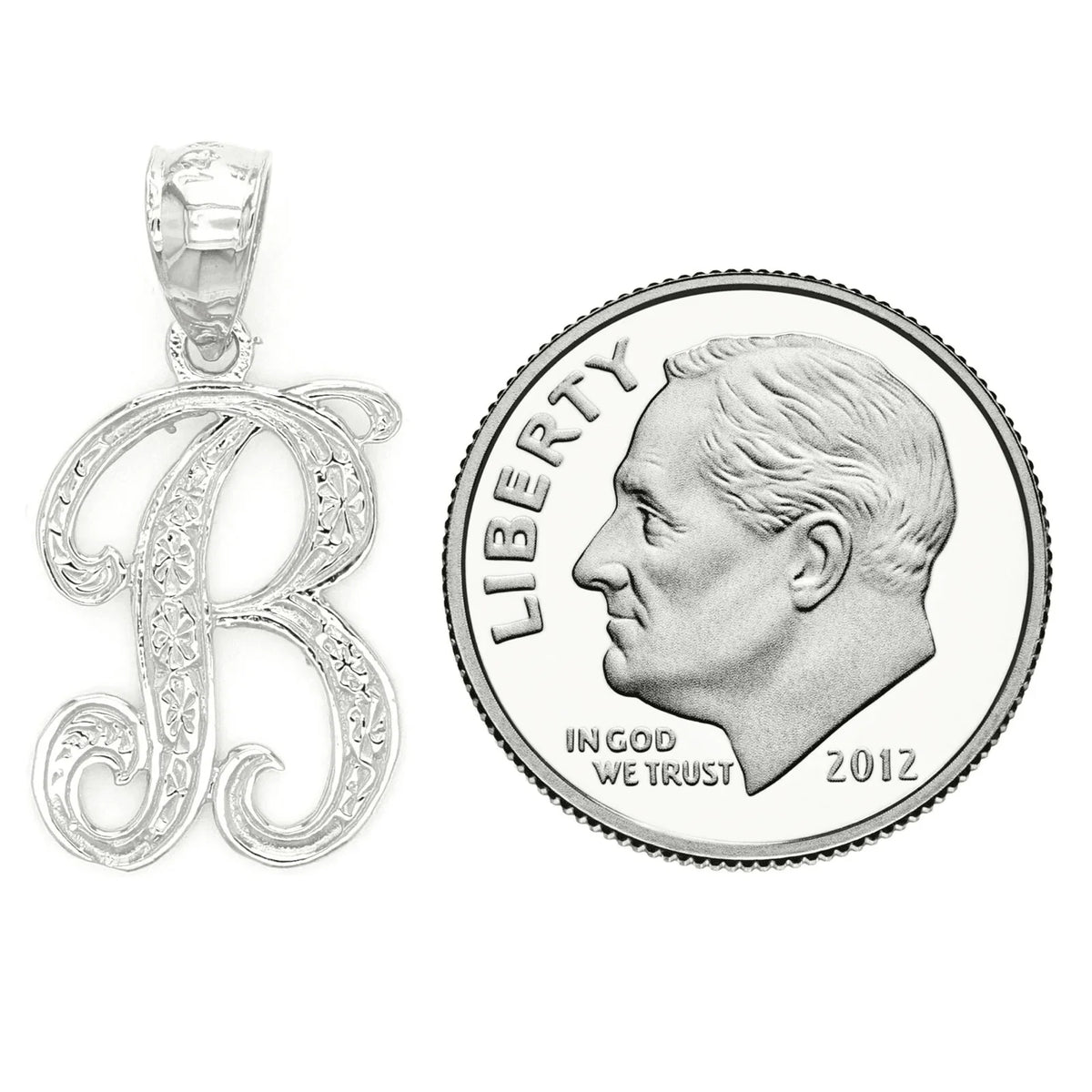 14k Yellow or White Gold Initial Letter B Alphabet A-Z Charm Pendant - Jewelry Store by Erik Rayo