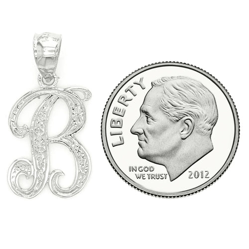 14k Yellow or White Gold Initial Letter B Alphabet A-Z Charm Pendant - Jewelry Store by Erik Rayo