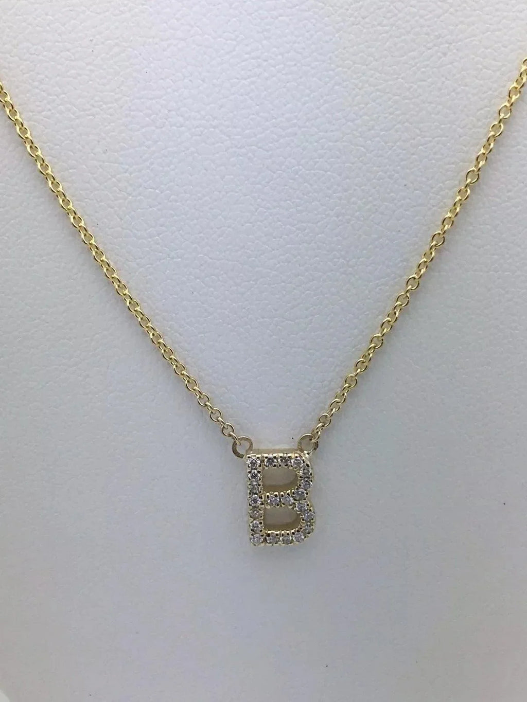 14k Yellow White or Rose Gold Diamond Initial Letter B Pendant Necklace 18" - Jewelry Store by Erik Rayo