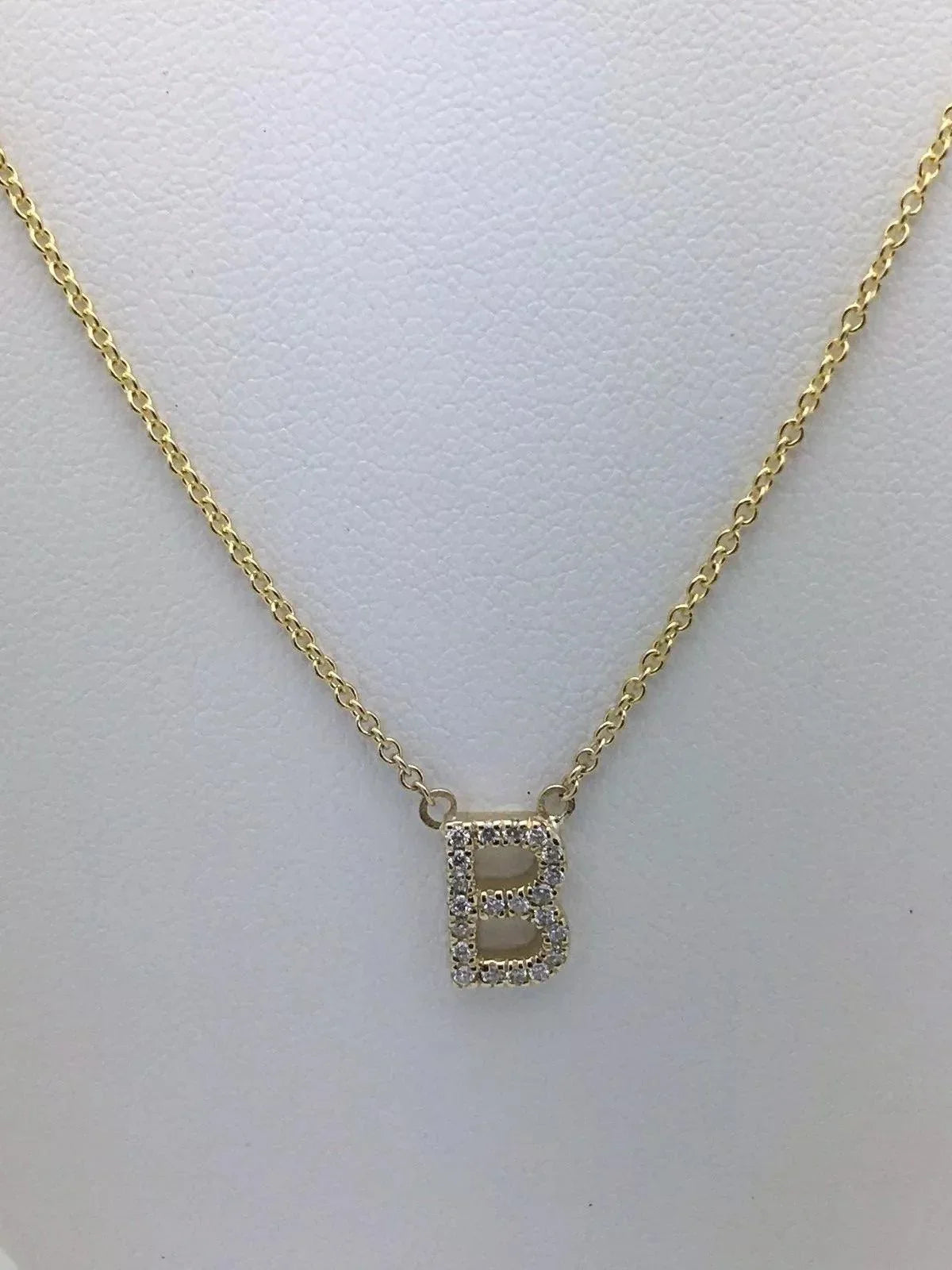 14k Yellow White or Rose Gold Diamond Initial Letter B Pendant Necklace 18" - Jewelry Store by Erik Rayo